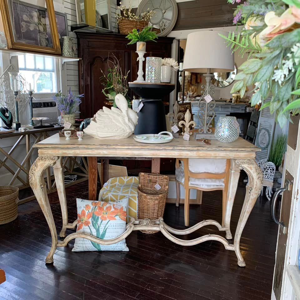 Consignment shop interior with furniture display